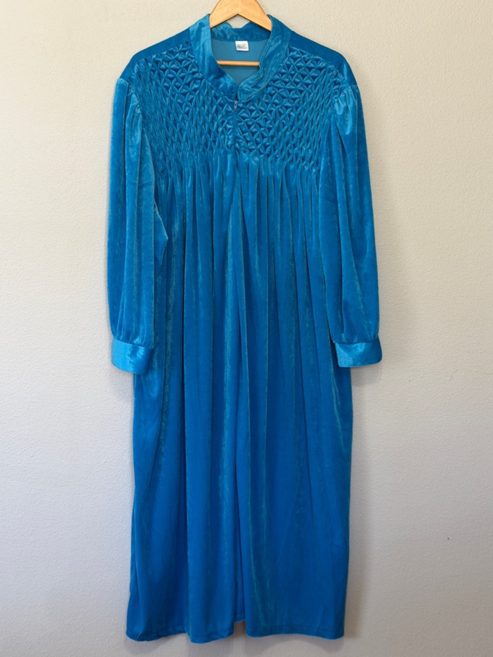 Smocked Velvet Maxi Dress in Vibrant Blue